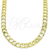 Oro Laminado Basic Necklace, Gold Filled Style Curb Design, Polished, Golden Finish, 5.222.002.28