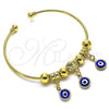 Oro Laminado Individual Bangle, Gold Filled Style with Sapphire Blue Crystal, Polished, Golden Finish, 07.93.0012.1