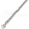 Rhodium Plated Basic Necklace, Rope Design, Polished, Rhodium Finish, 5.222.033.1.28