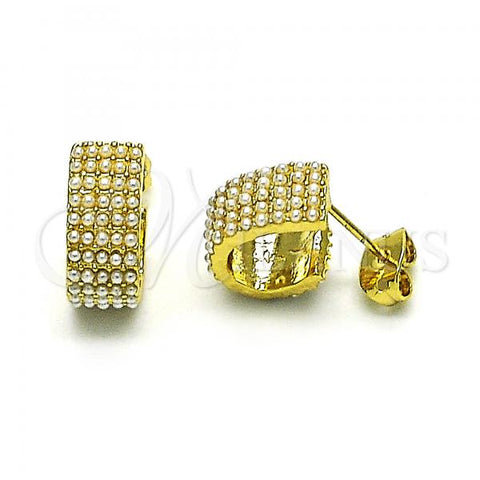 Oro Laminado Stud Earring, Gold Filled Style with Ivory Pearl, Polished, Golden Finish, 02.379.0048
