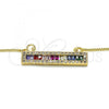 Oro Laminado Pendant Necklace, Gold Filled Style with Multicolor Cubic Zirconia, Polished, Golden Finish, 04.341.0011.20