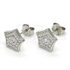 Sterling Silver Stud Earring, Star Design, with White Cubic Zirconia, Polished, Rhodium Finish, 02.186.0150.1