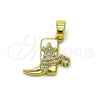 Oro Laminado Fancy Pendant, Gold Filled Style Shoes and Star Design, with White Cubic Zirconia, Polished, Golden Finish, 05.341.0106