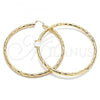 Oro Laminado Extra Large Hoop, Gold Filled Style Hollow Design, Diamond Cutting Finish, Golden Finish, 02.170.0311.90