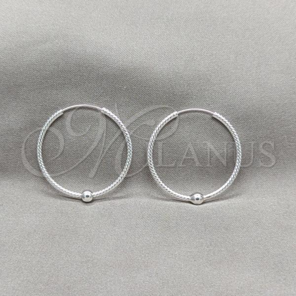 Sterling Silver Medium Hoop, Ball Design, Polished, Silver Finish, 02.409.0047.30