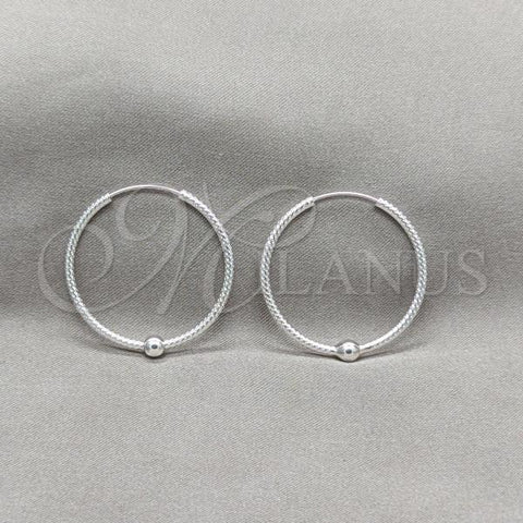 Sterling Silver Medium Hoop, Ball Design, Polished, Silver Finish, 02.409.0047.30