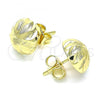 Oro Laminado Stud Earring, Gold Filled Style Diamond Cutting Finish, Golden Finish, 02.100.0124.2