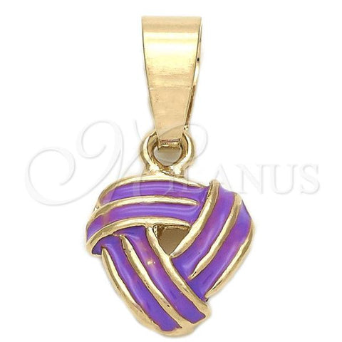 Oro Laminado Fancy Pendant, Gold Filled Style Love Knot Design, Purple Enamel Finish, Golden Finish, 05.163.0059.3