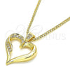 Oro Laminado Pendant Necklace, Gold Filled Style Heart Design, with White Micro Pave, Polished, Golden Finish, 04.156.0351.20