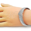 Rhodium Plated Individual Bangle, Heart Design, with White Cubic Zirconia, Polished, Rhodium Finish, 07.60.0006.1.04