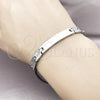 Stainless Steel Solid Bracelet, Cross Design, Polished, Steel Finish, 03.114.0412.08