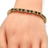 Oro Laminado Fancy Bracelet, Gold Filled Style with Black Cubic Zirconia, Polished, Golden Finish, 03.266.0020.07
