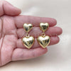 Oro Laminado Dangle Earring, Gold Filled Style Heart and Hollow Design, Polished, Golden Finish, 02.196.0176