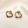 Oro Laminado Stud Earring, Gold Filled Style Heart Design, with Multicolor Cubic Zirconia, Polished, Golden Finish, 02.09.0216