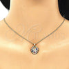 Oro Laminado Pendant Necklace, Gold Filled Style with Multicolor Micro Pave, Polished, Golden Finish, 04.156.0316.3.20