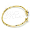 Oro Laminado Individual Bangle, Gold Filled Style Flower Design, with Tanzanite and Aurore Boreale Swarovski Crystals, Polished, Golden Finish, 07.239.0011.8 (02 MM Thickness, One size fits all)