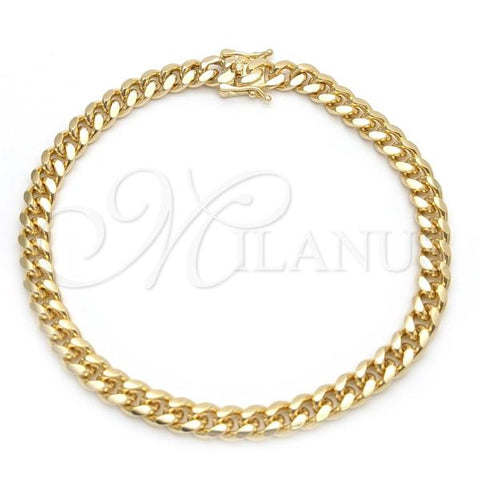 Oro Laminado Basic Bracelet, Gold Filled Style Miami Cuban Design, Polished, Golden Finish, 03.419.0020.09