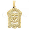 Oro Laminado Religious Pendant, Gold Filled Style Crucifix Design, Diamond Cutting Finish, Golden Finish, 5.186.018