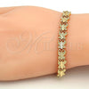 Gold Tone Fancy Bracelet, Butterfly Design, Diamond Cutting Finish, Golden Finish, 03.100.0025.08