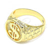 Oro Laminado Mens Ring, Gold Filled Style Money Sign Design, Polished, Golden Finish, 01.185.0001.12 (Size 12)