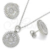 Sterling Silver Earring and Pendant Adult Set, with White Cubic Zirconia, Polished, Rhodium Finish, 10.286.0034