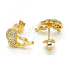Oro Laminado Stud Earring, Gold Filled Style Dolphin Design, with White Micro Pave, Polished, Golden Finish, 02.195.0088