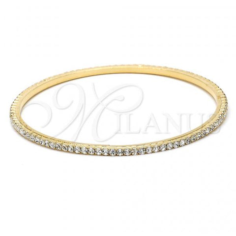 Oro Laminado Individual Bangle, Gold Filled Style with White Cubic Zirconia, Polished, Golden Finish, 07.97.0049 (03 MM Thickness, Size 5 - 2.50 Diameter)