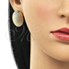 Oro Laminado Stud Earring, Gold Filled Style Hollow Design, Polished, Golden Finish, 02.411.0043
