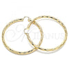 Oro Laminado Extra Large Hoop, Gold Filled Style Hollow Design, Diamond Cutting Finish, Golden Finish, 02.170.0311.80