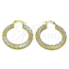 Oro Laminado Medium Hoop, Gold Filled Style and Hollow Polished, Tricolor, 02.170.0479.40