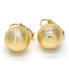 Oro Laminado Leverback Earring, Gold Filled Style Ball Design, Brushed Finish, Golden Finish, 02.63.2369