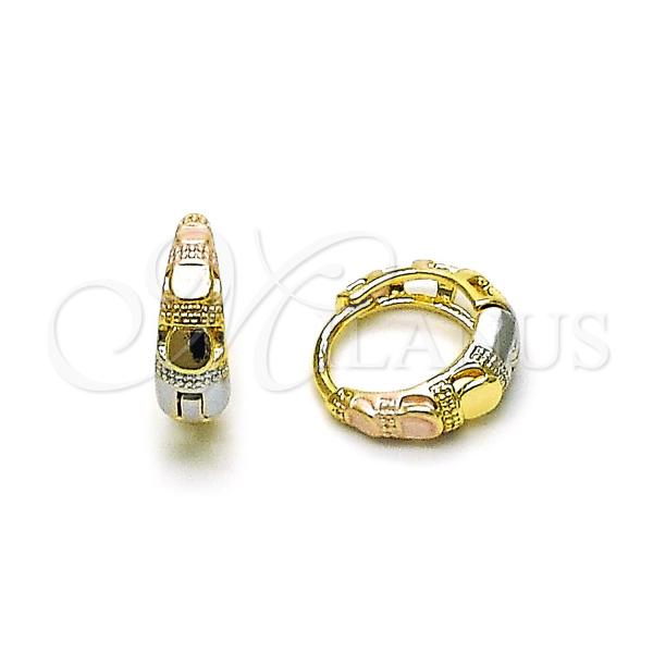 Oro Laminado Huggie Hoop, Gold Filled Style Polished, Tricolor, 02.170.0541.14