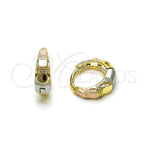 Oro Laminado Huggie Hoop, Gold Filled Style Polished, Tricolor, 02.170.0541.14
