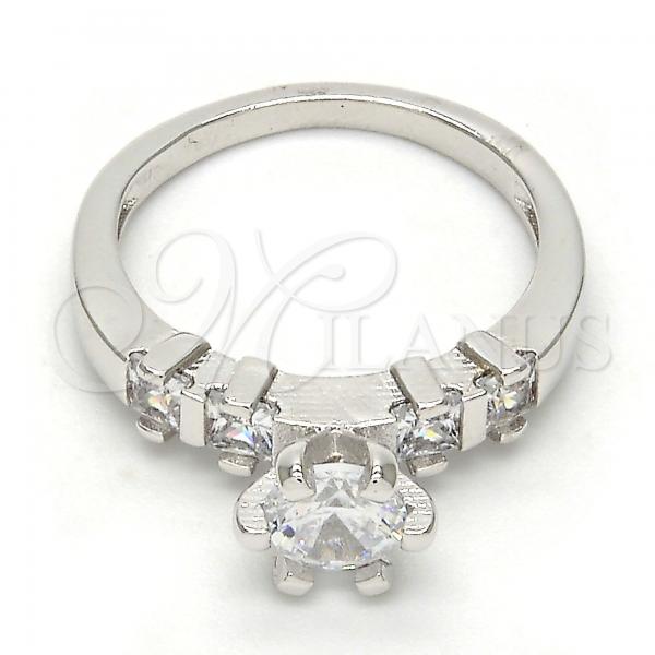 Rhodium Plated Multi Stone Ring, with White Cubic Zirconia, Polished, Rhodium Finish, 01.99.0050.1.08 (Size 8)