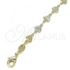 Oro Laminado Fancy Bracelet, Gold Filled Style Heart Design, Diamond Cutting Finish, Golden Finish, 03.326.0024.07