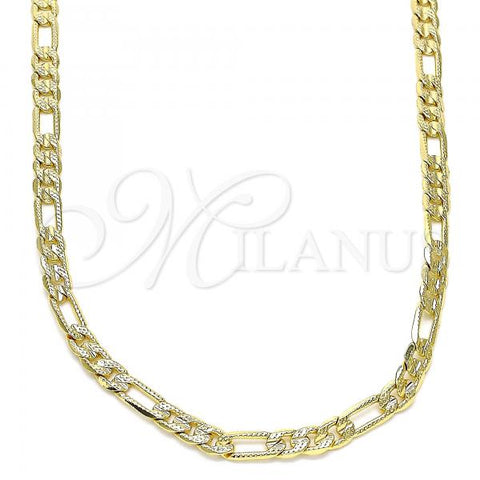 Oro Laminado Basic Necklace, Gold Filled Style Figaro Design, Polished, Golden Finish, 04.213.0142.16