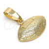 Oro Laminado Fancy Pendant, Gold Filled Style Ball Design, Diamond Cutting Finish, Golden Finish, 5.183.043