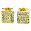Oro Laminado Stud Earring, Gold Filled Style with White Micro Pave, Polished, Golden Finish, 02.344.0044