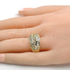 Oro Laminado Multi Stone Ring, Gold Filled Style with White Cubic Zirconia, Polished, Golden Finish, 01.99.0012.07 (Size 7)