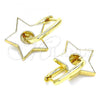 Oro Laminado Huggie Hoop, Gold Filled Style Star Design, White Enamel Finish, Golden Finish, 02.362.0003.12