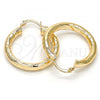 Oro Laminado Medium Hoop, Gold Filled Style Hollow Design, Diamond Cutting Finish, Golden Finish, 02.170.0109.30