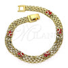 Oro Laminado Fancy Bracelet, Gold Filled Style Elephant Design, Red Enamel Finish, Golden Finish, 03.213.0156.08