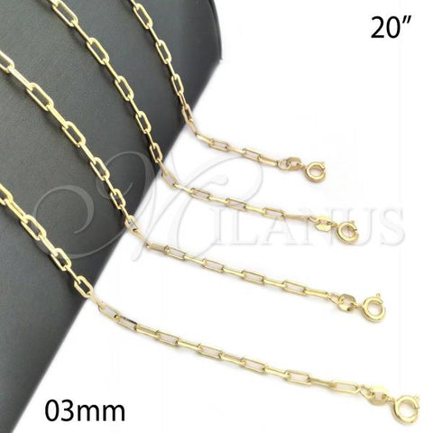 Oro Laminado Basic Necklace, Gold Filled Style Paperclip Design, Polished, Golden Finish, 04.02.0010.20