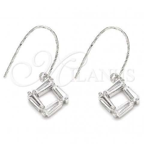 Sterling Silver Dangle Earring, with White Cubic Zirconia, Polished, Rhodium Finish, 02.366.0007
