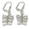 Rhodium Plated Long Earring, Teardrop Design, with White Cubic Zirconia, Polished, Rhodium Finish, 02.205.0050.5