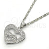 Rhodium Plated Pendant Necklace, Heart Design, with White Micro Pave, Polished, Rhodium Finish, 04.156.0031.1.20