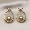 Oro Laminado Stud Earring, Gold Filled Style Teardrop and Ball Design, Polished, Golden Finish, 02.428.0011