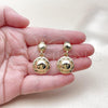 Oro Laminado Stud Earring, Gold Filled Style Diamond Cutting Finish, Golden Finish, 02.170.0564