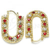 Oro Laminado Small Hoop, Gold Filled Style with Garnet and White Crystal, Polished, Golden Finish, 02.122.0101.1.25