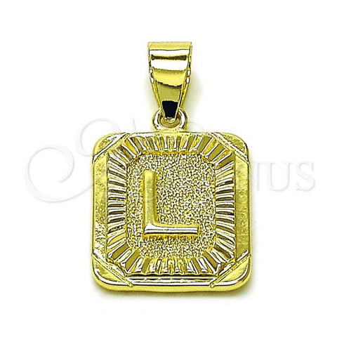 Oro Laminado Fancy Pendant, Gold Filled Style Initials Design, Polished, Golden Finish, 05.411.0040